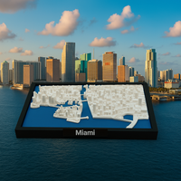 3D Geprinte Miniatuur van Miami – Gedetailleerde Stadskaart en Skyline - Premium Quality
