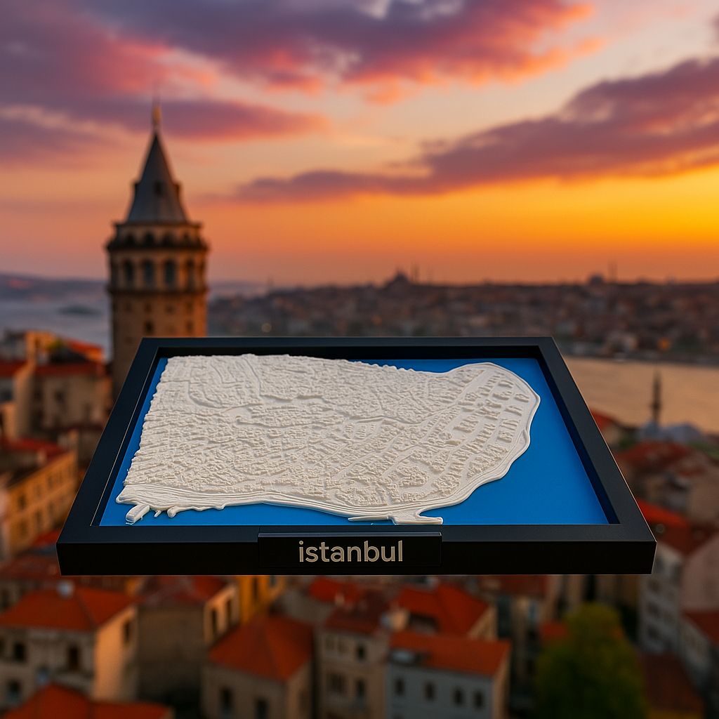 3D Geprinte Miniatuur van Istanbul – Gedetailleerde Stadskaart en Bosporus - Premium Quality