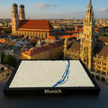 3D Geprinte Miniatuur van München – Gedetailleerde Stadskaart en Rivierlandschap - Premium Quality