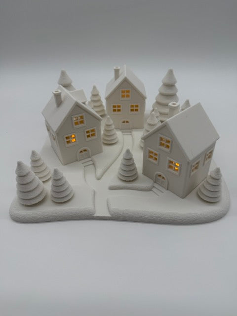 Atmospheric Christmas Village with LED Lighting – White Christmas Decorations for a Warm Winter Home