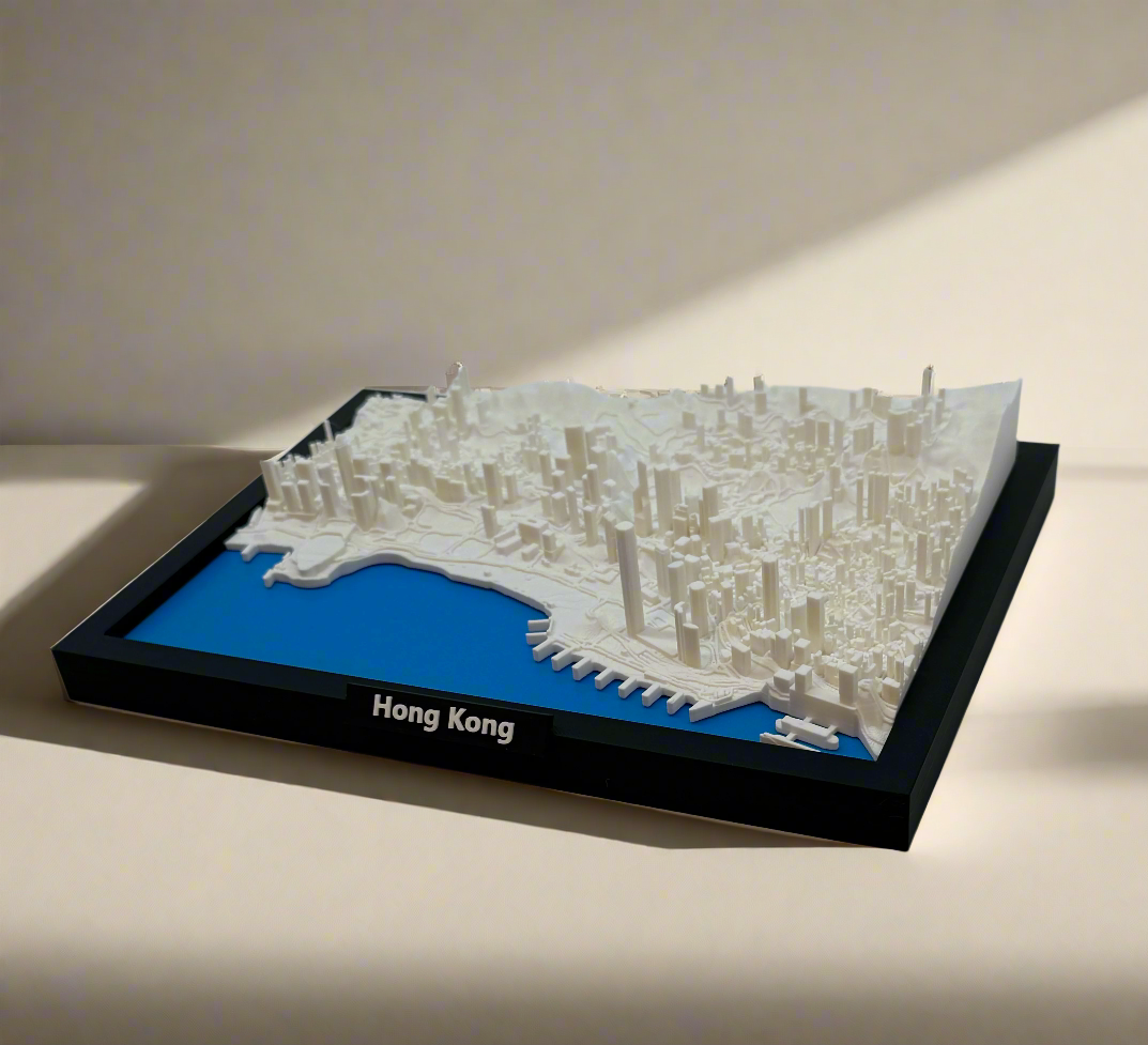 3D Geprinte Miniatuur van Hong Kong – Gedetailleerde Stadskaart en Skyline -Premium Quality