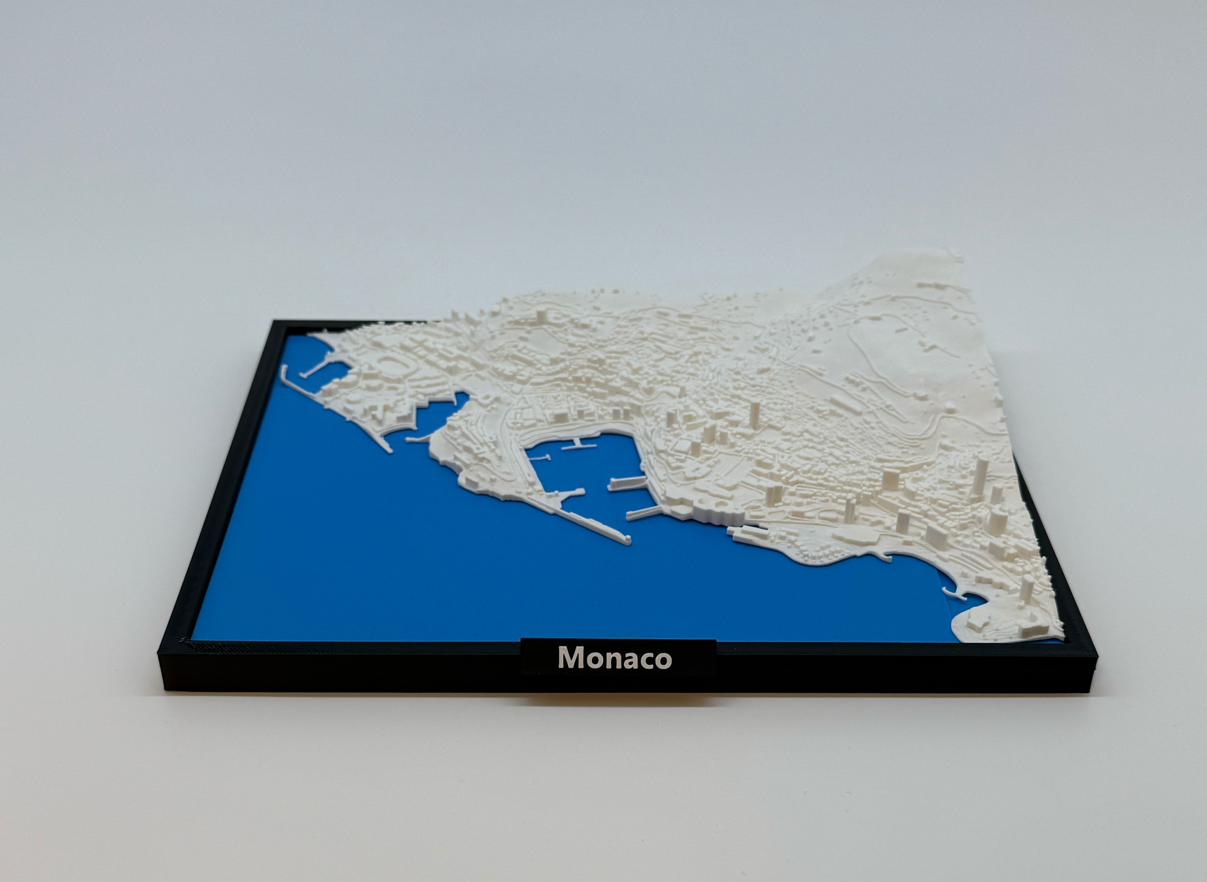 3D Geprinte Miniatuur van Monaco – Gedetailleerde Stadskaart en Havengebied - Premium Quality