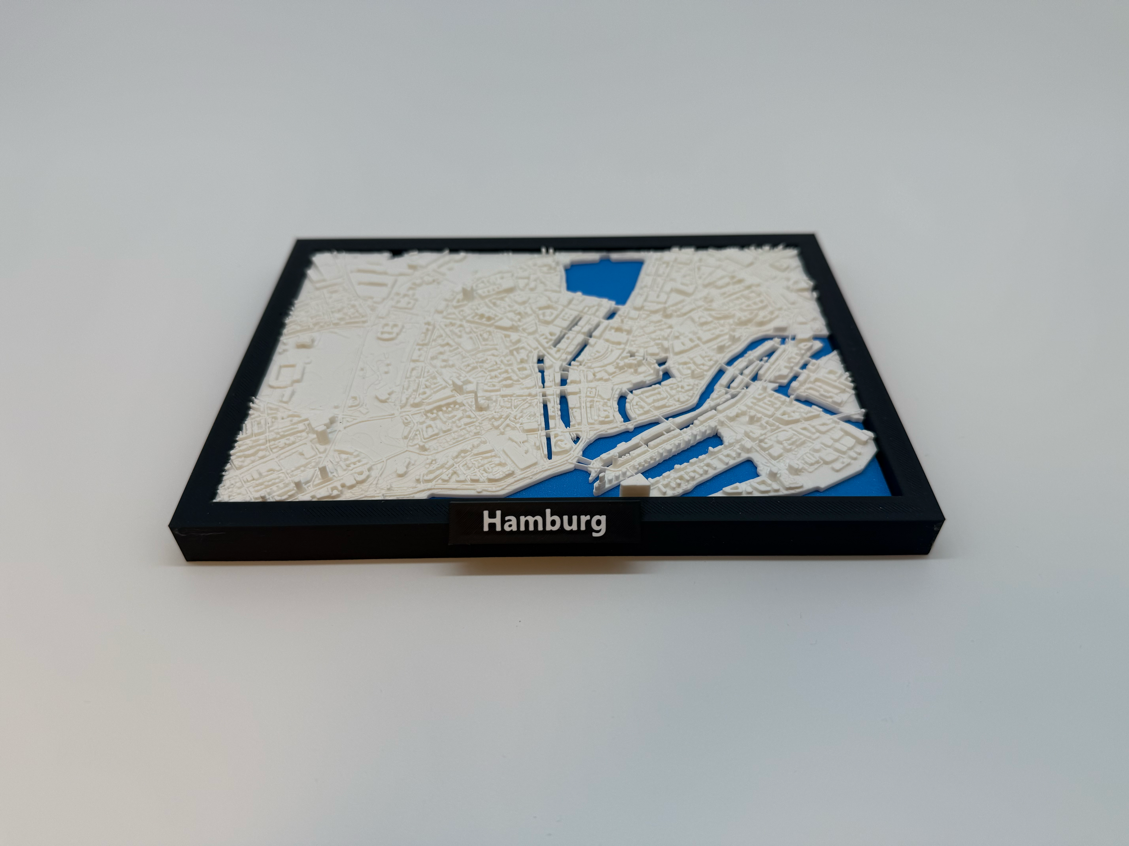 3D Geprinte Miniatuur van Hamburg – Gedetailleerde Stadskaart en Havengebied - Premium Quality