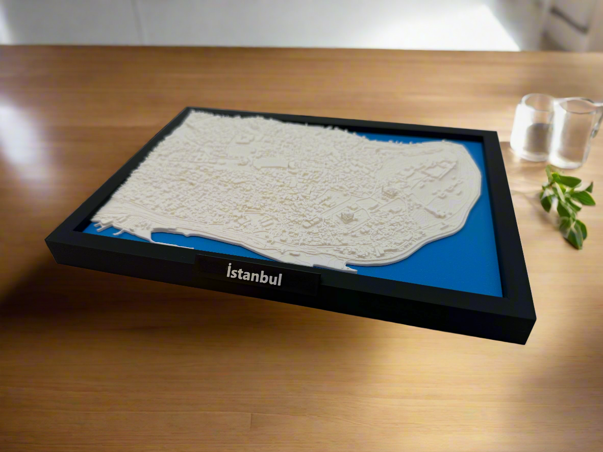 3D Geprinte Miniatuur van Istanbul – Gedetailleerde Stadskaart en Bosporus - Premium Quality