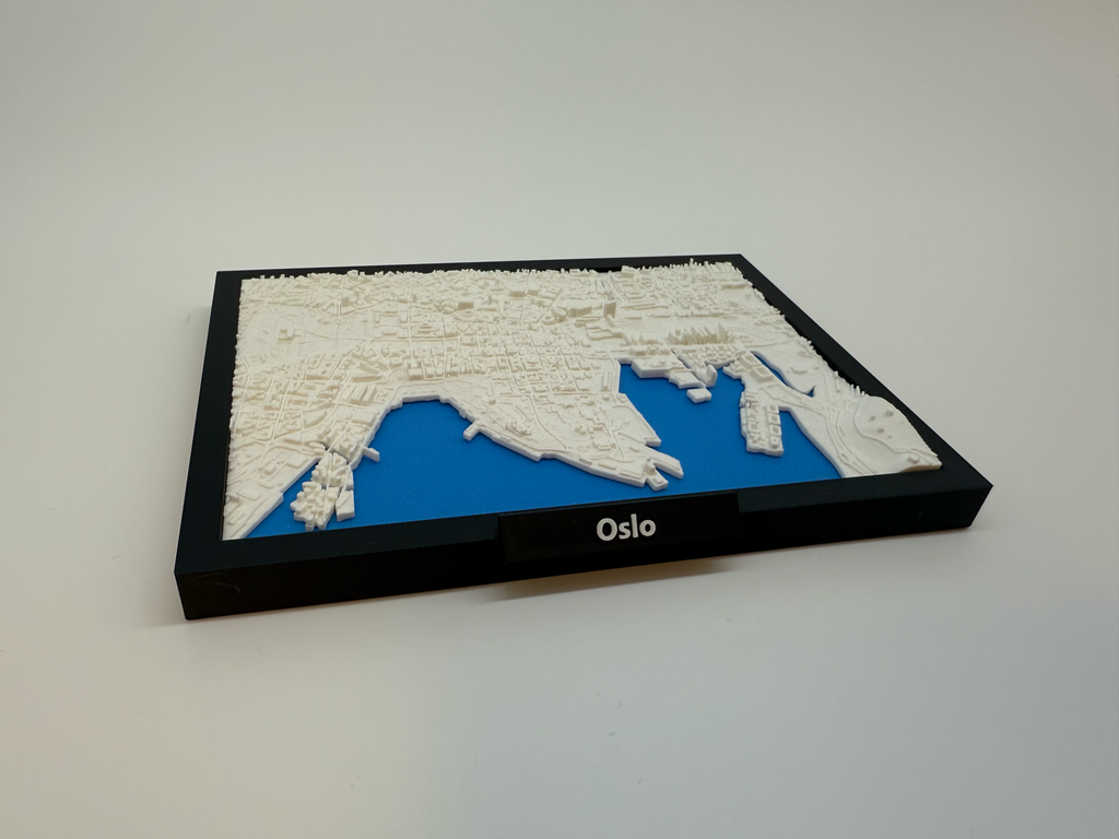 3D Geprinte Miniatuur van Oslo – Gedetailleerde Stadskaart en Fjorden - Premium Quality