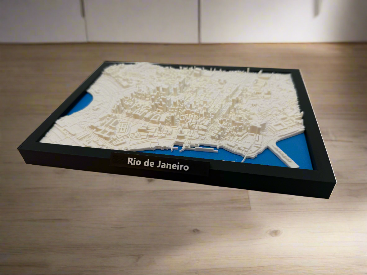 3D Geprinte Miniatuur van Rio de Janeiro – Gedetailleerde Stadskaart en Iconische Landschap - Premium Quality