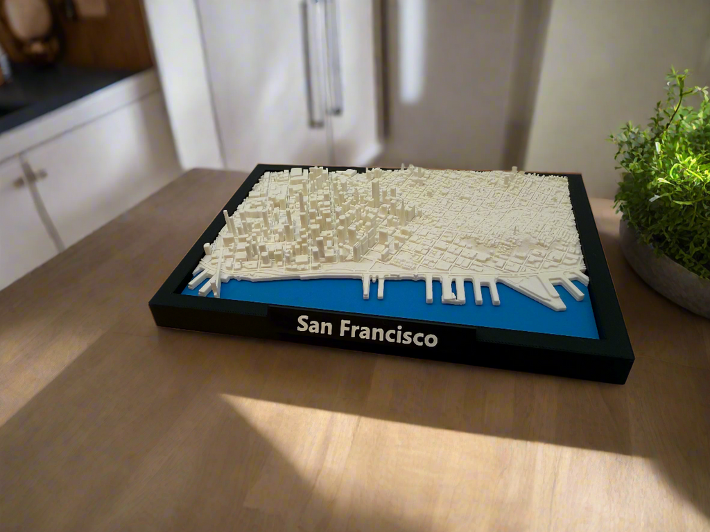 3D Geprinte Miniatuur van San Francisco – Gedetailleerde Stadskaart en Skyline - Premium Quality