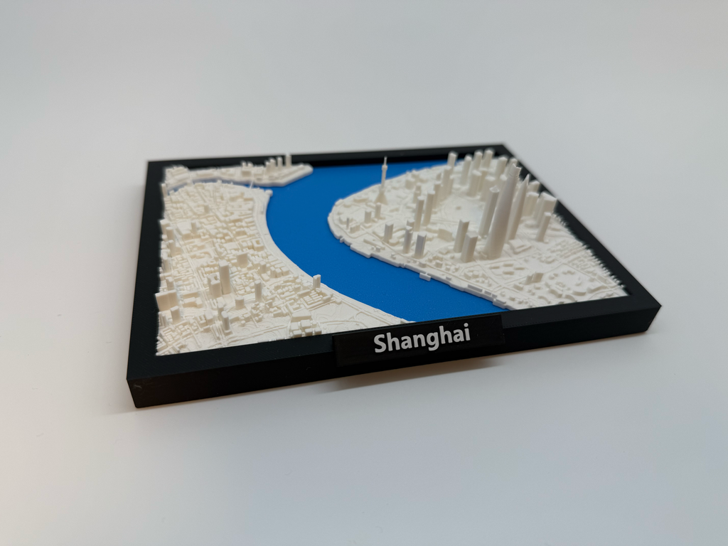 3D Geprinte Miniatuur van Shanghai – Gedetailleerde Skyline en Stadskaart - Premium Quality