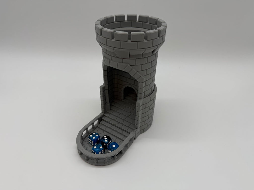 Middeleeuwse Dobbelsteen Werper – 3D-geprinte Dice Tower in Torenvorm - Premium Quality